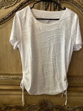 CORAL BAY - White textured tee shirt - PL Petite Large